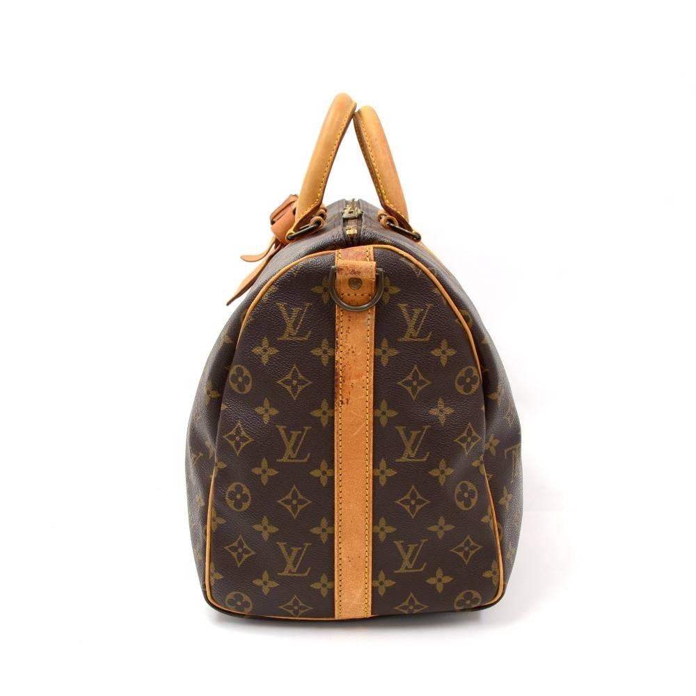 Brown Vintage Louis Vuitton Keepall 45 Bandouliere Monogram Canvas Duffle Travel Bag