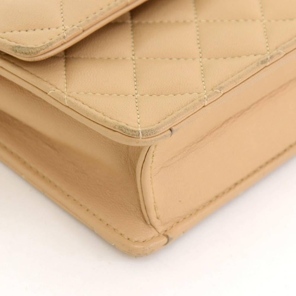 Vintage Chanel Beige Quilted Leather Shoulder Mini Flap Bag 1