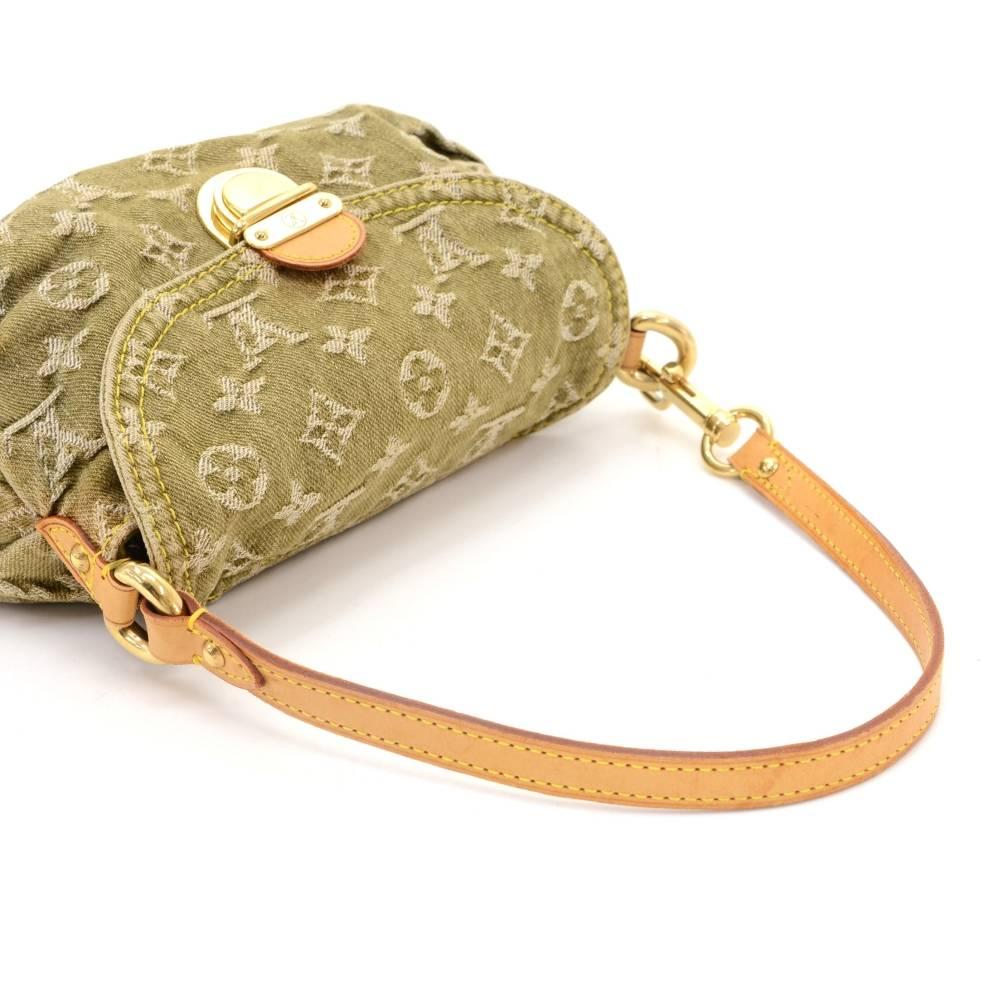 Beige Louis Vuitton Mini Pleaty Green Monogram Denim Shoulder Hand Bag