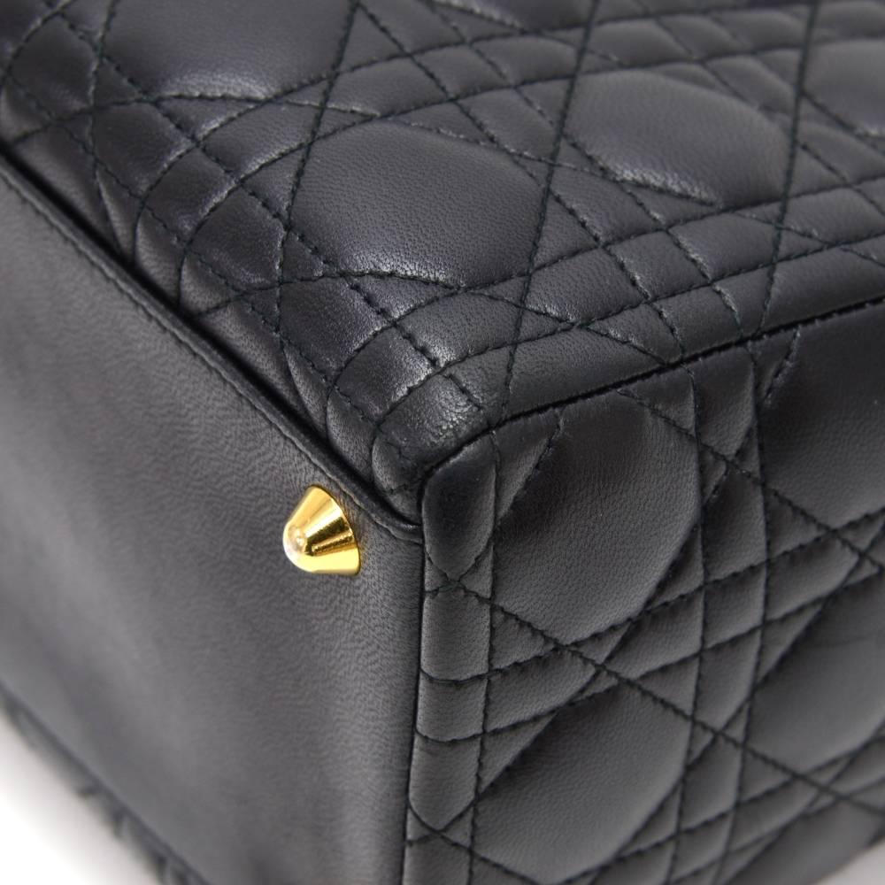 Christian Dior Lady Dior 12.5 inch Black Quilted Cannage Leather Shoulder Bag 1