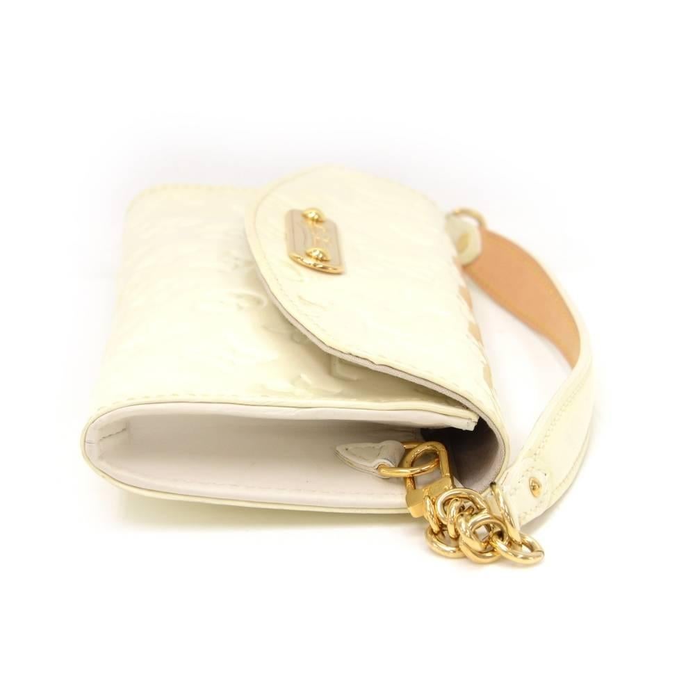White Louis Vuitton Sunset Boulevard Perle Vernis Leather Evening Bag