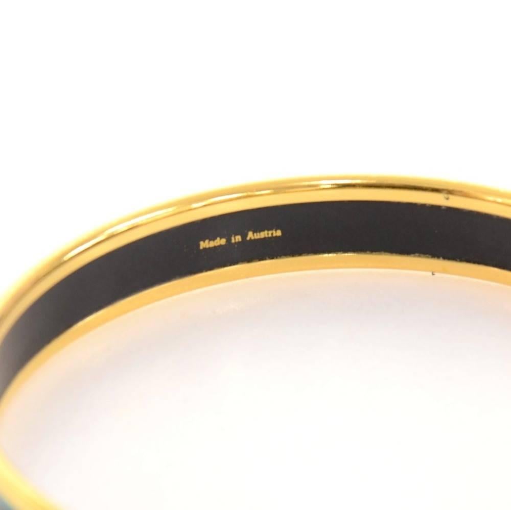Hermes Cyan x Gold Tone Enamel PM Bracelet Bangle 1