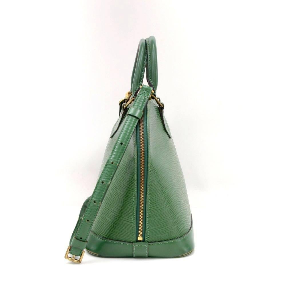 Gray Louis Vuitton Alma Green Epi Leather Hand Bag + Strap 