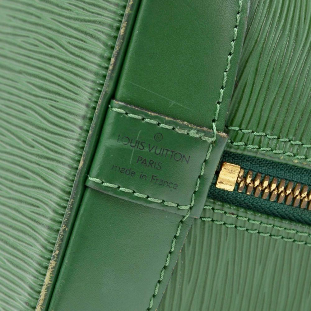 Louis Vuitton Alma Green Epi Leather Hand Bag + Strap  1