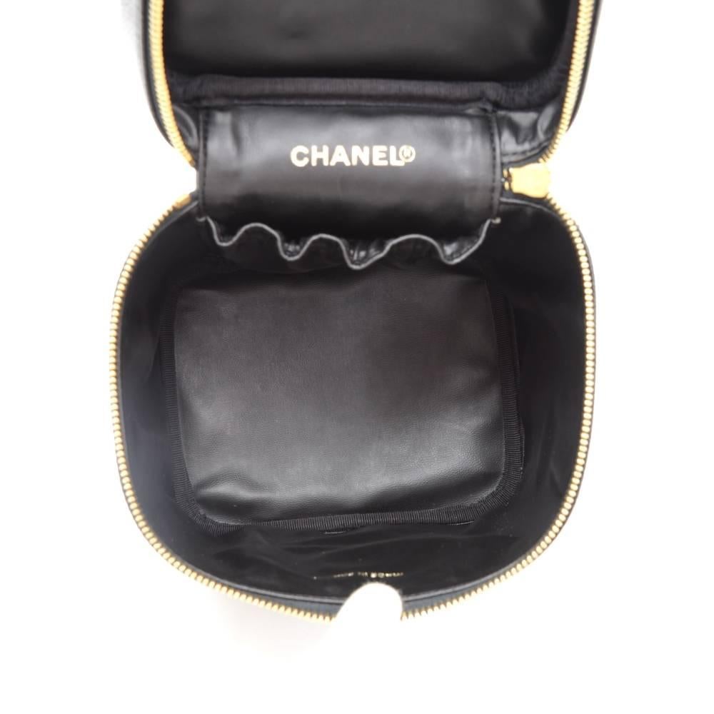 Chanel Vanity Black Caviar Leather Cosmetic Hand Bag  6