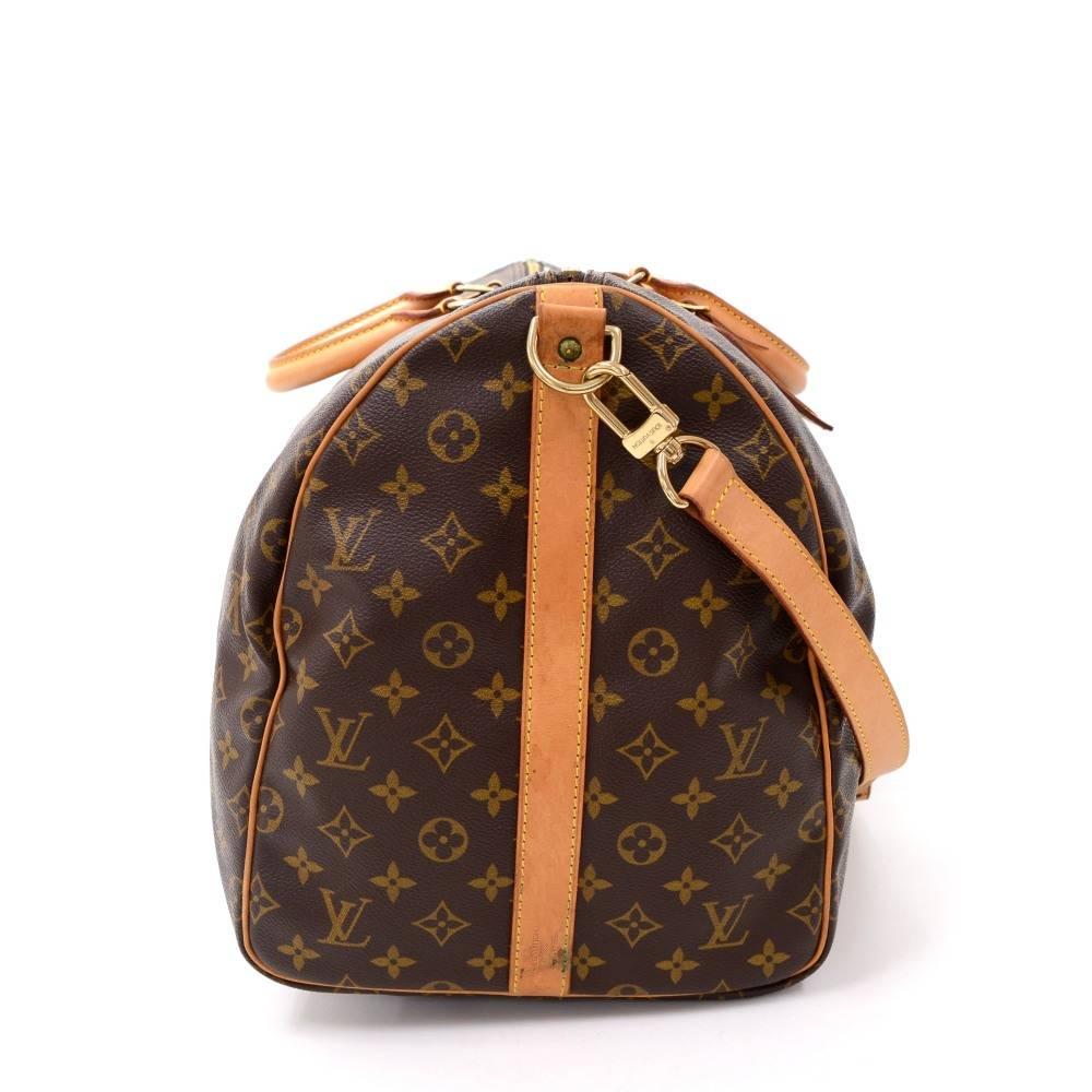 Black Vintage Louis Vuitton Keepall 55 Bandouliere Monogram Canvas Duffel Bag + Strap