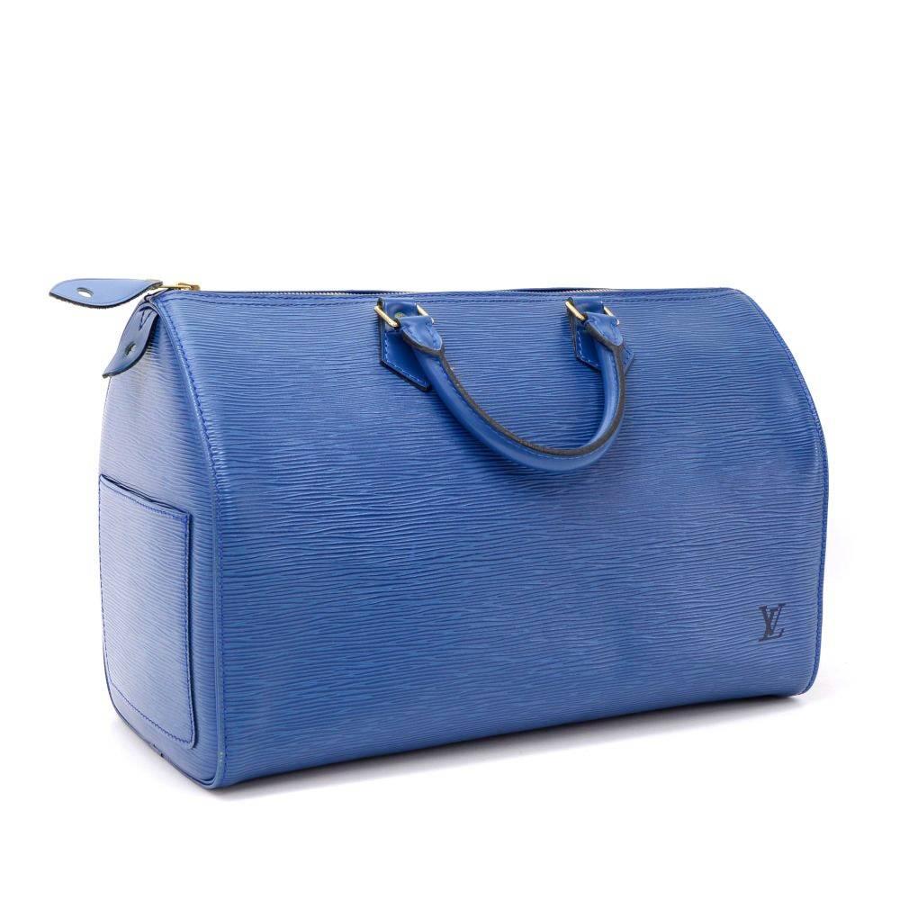 Blue Vintage Louis Vuitton Speedy 35 Epi Leather City Hand Bag 