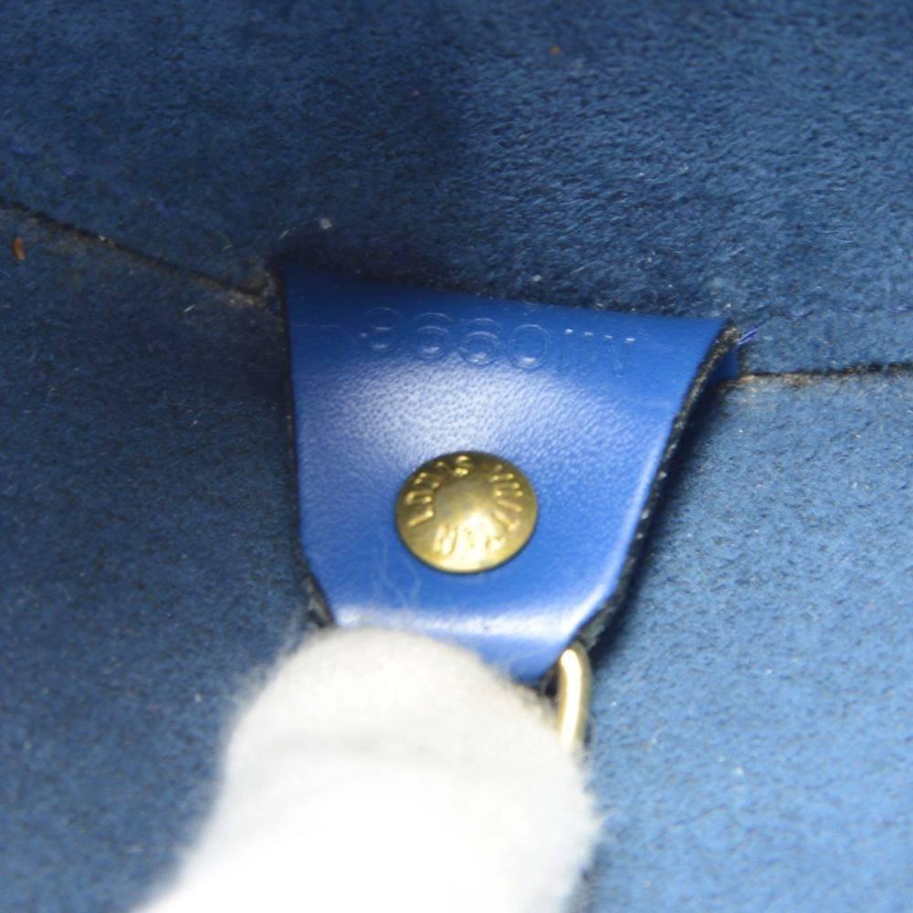Vintage Louis Vuitton Soufflot Blue Epi Leather Hand Bag + Pouch  2