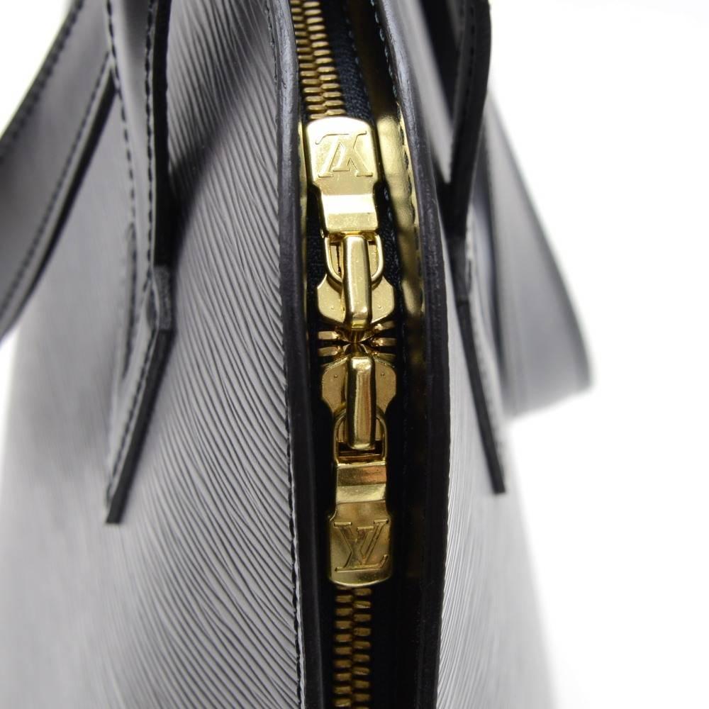Vintage Louis Vuitton Lussac Black Epi Leather Large Shoulder Bag 2