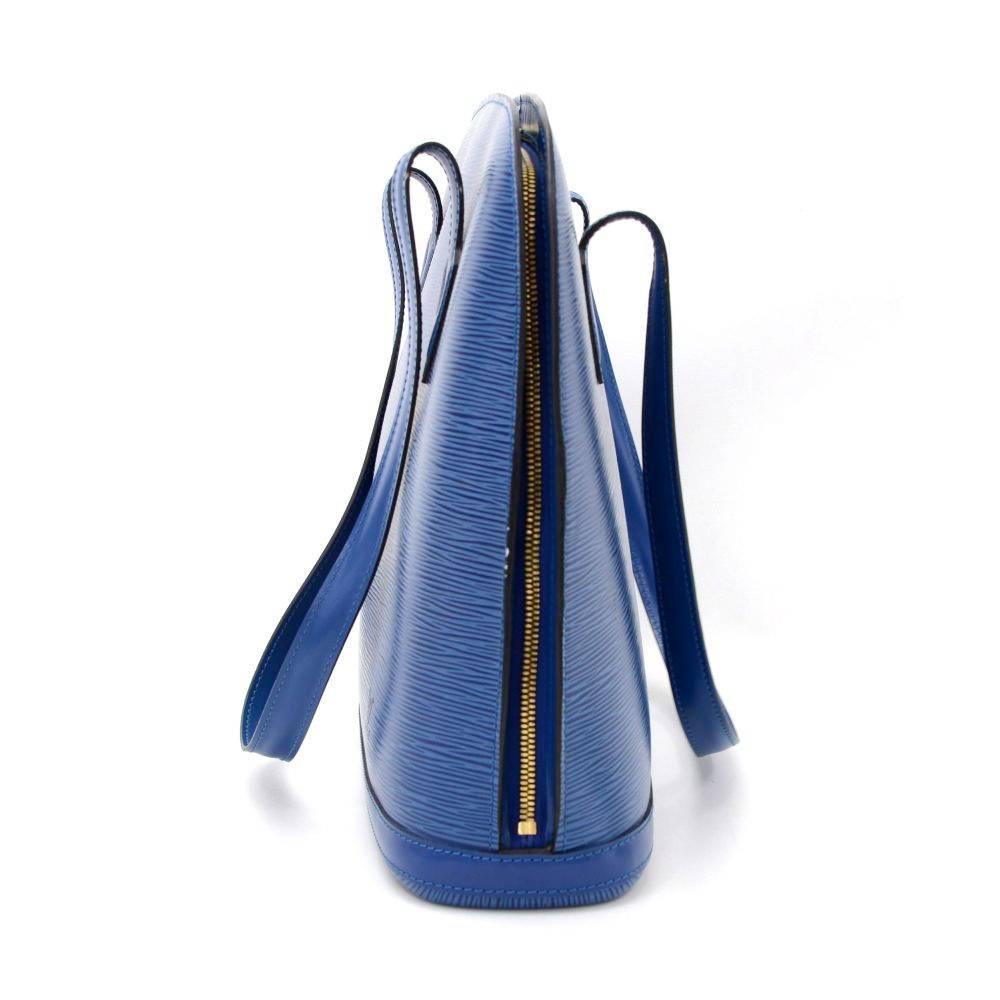 Women's Vintage Louis Vuitton Lussac Blue Epi Leather Large Shoulder Bag 