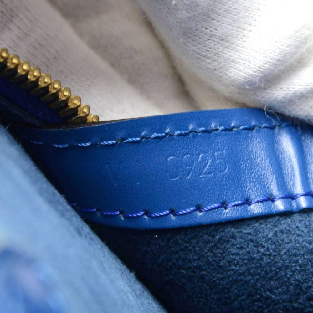 Vintage Louis Vuitton Lussac Blue Epi Leather Large Shoulder Bag  5