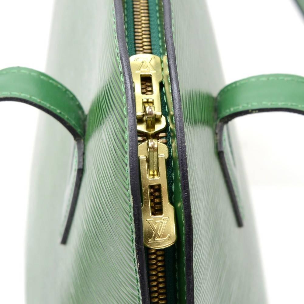 Vintage Louis Vuitton Lussac Green Epi Leather Large Shoulder Bag 1