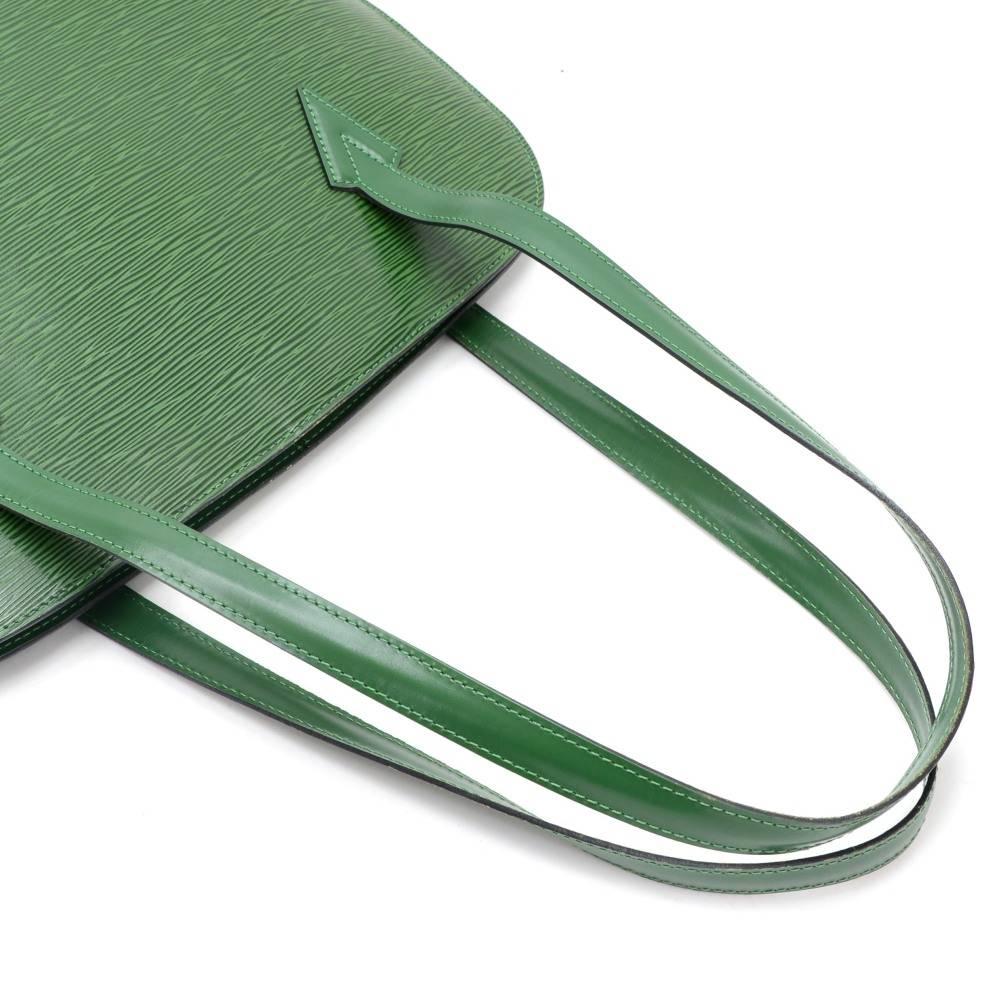 Vintage Louis Vuitton Lussac Green Epi Leather Large Shoulder Bag 2