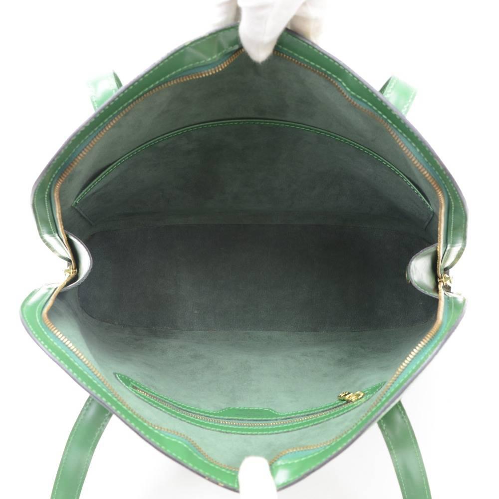 Vintage Louis Vuitton Lussac Green Epi Leather Large Shoulder Bag 5