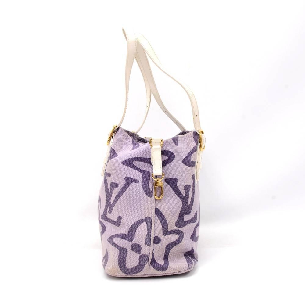 Gray Louis Vuitton Tahitienne Cabas PM Leather x Cotton Tote Handbag – Limited