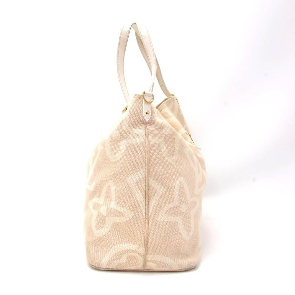 Women's Louis Vuitton Tahitienne Cabas GM Leather x Cotton Tote Handbag - Limited