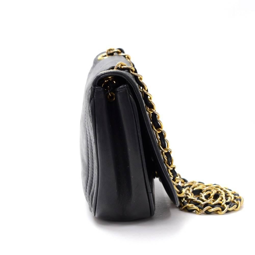 Women's Vintage Chanel 8inch Flap Black Quilted Leather Shoulder Mini Bag