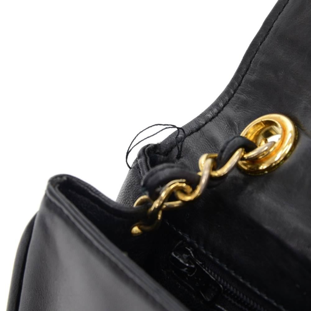 Vintage Chanel 8inch Flap Black Quilted Leather Shoulder Mini Bag 5