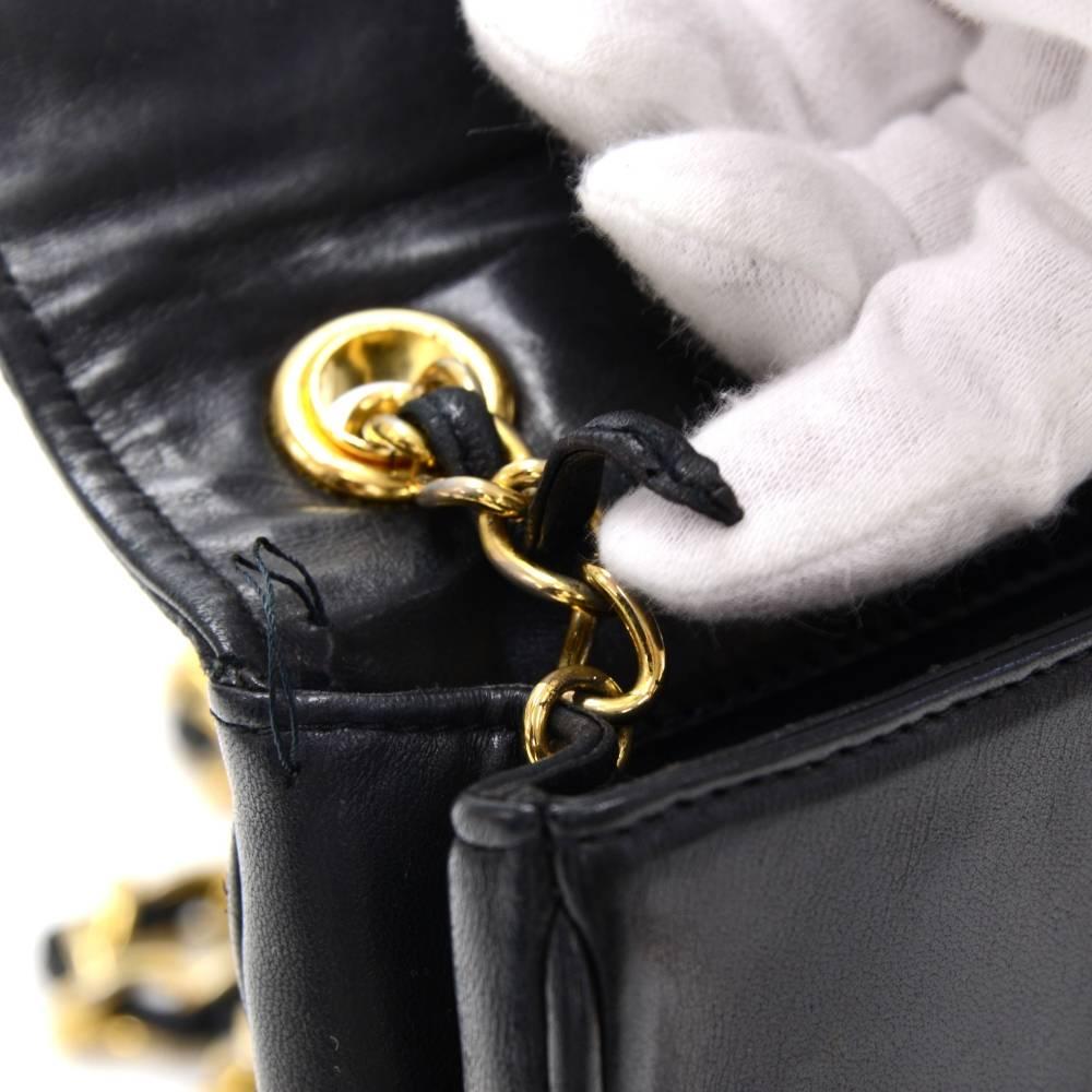 Vintage Chanel 8inch Flap Black Quilted Leather Shoulder Mini Bag 6