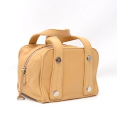 Chanel Beige Calfskin Leather Small Boston Hand Bag