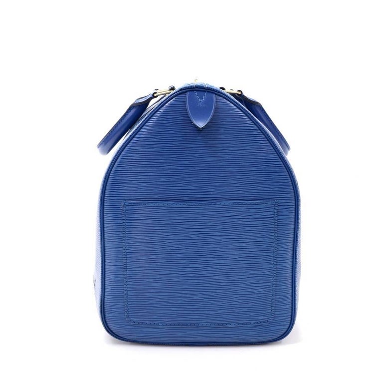Vintage Louis Vuitton Keepall 45 Blue Epi Leather Duffle Travel Bag at