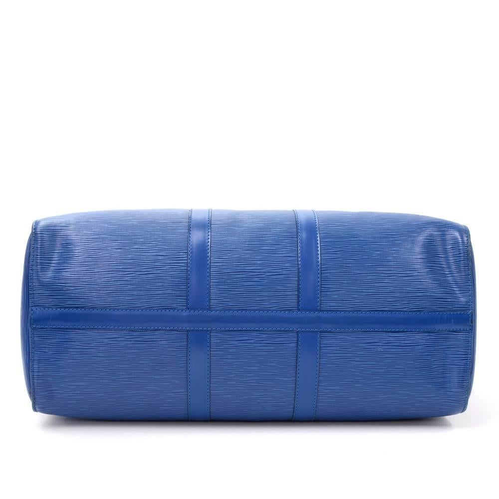 Vintage Louis Vuitton Keepall 45 Blue Epi Leather Duffle Travel Bag  1