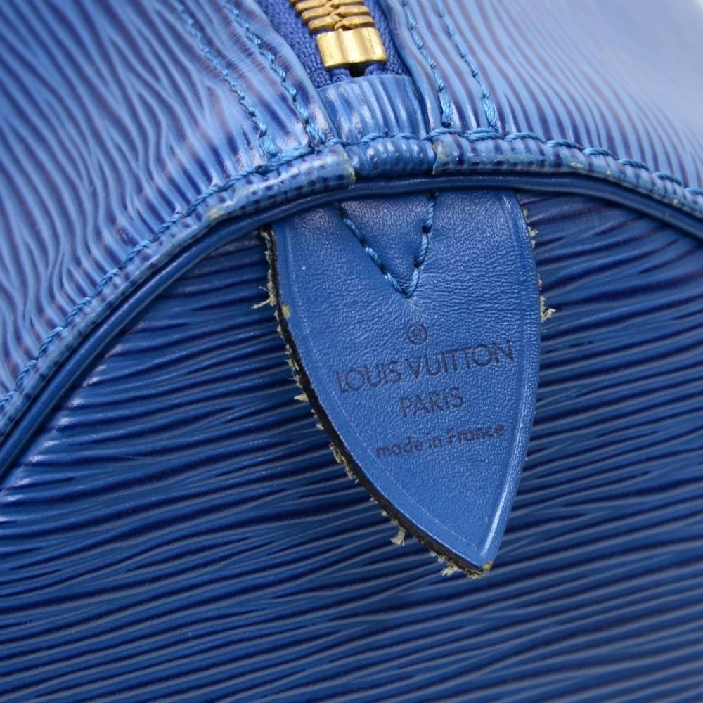 Vintage Louis Vuitton Keepall 45 Blue Epi Leather Duffle Travel Bag  3
