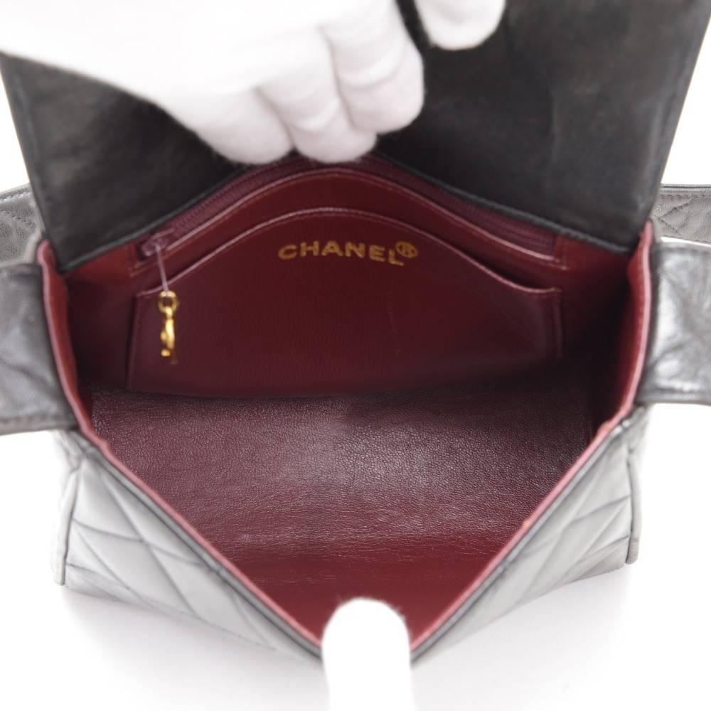 Vintage Chanel Black Quilted Leather Shoulder Pochette Bag 6
