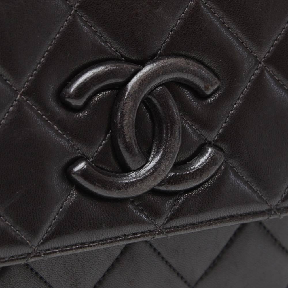 Vintage Chanel Black Quilted Leather Shoulder Pochette Bag 4