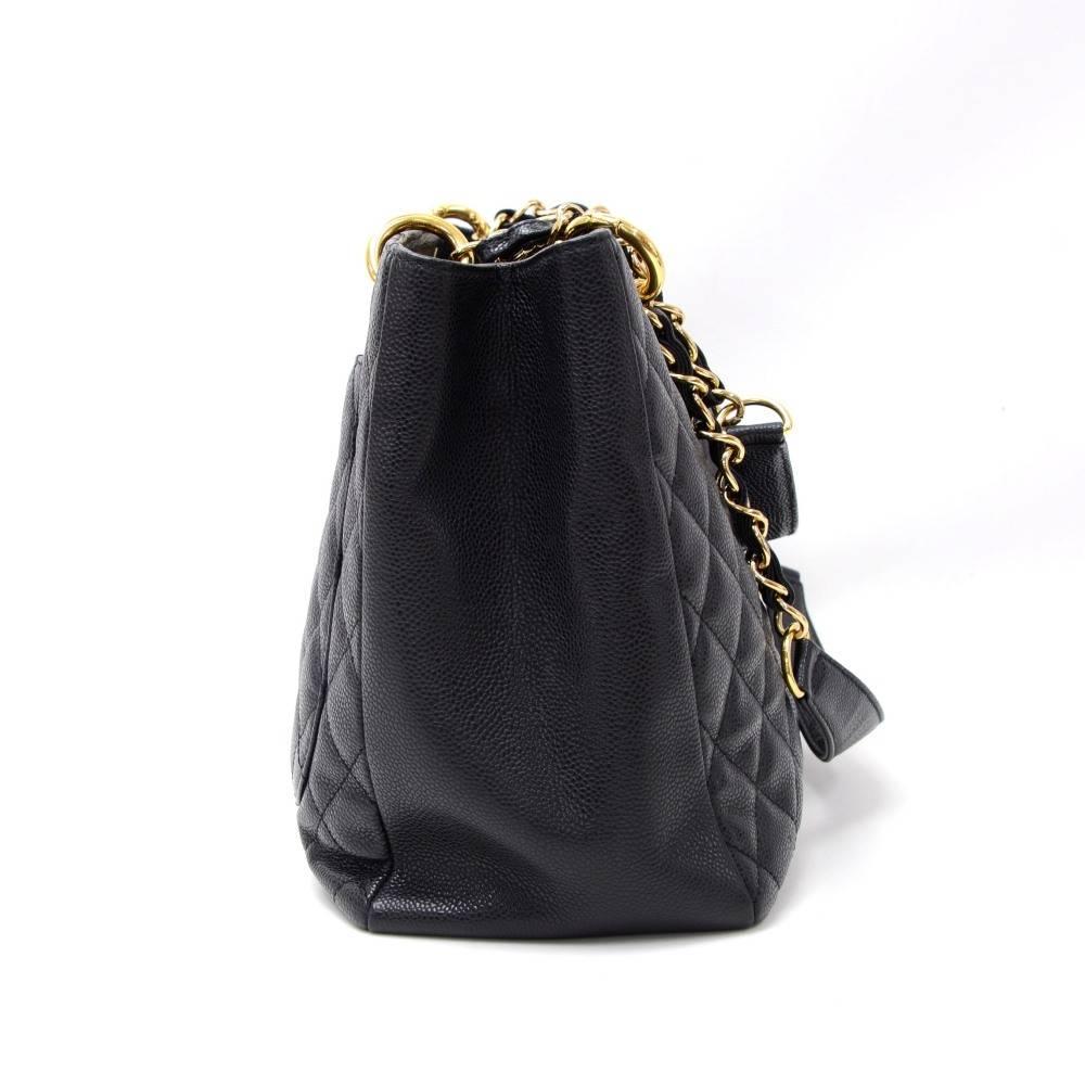 chanel caviar quilted grand shopping tote gst black