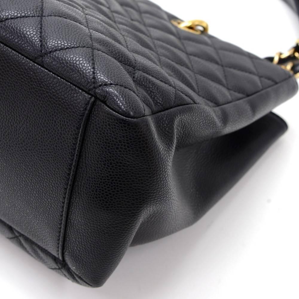 Women's Chanel GST Black Quilted Caviar Leather Large Grand Shopping Tote Bag