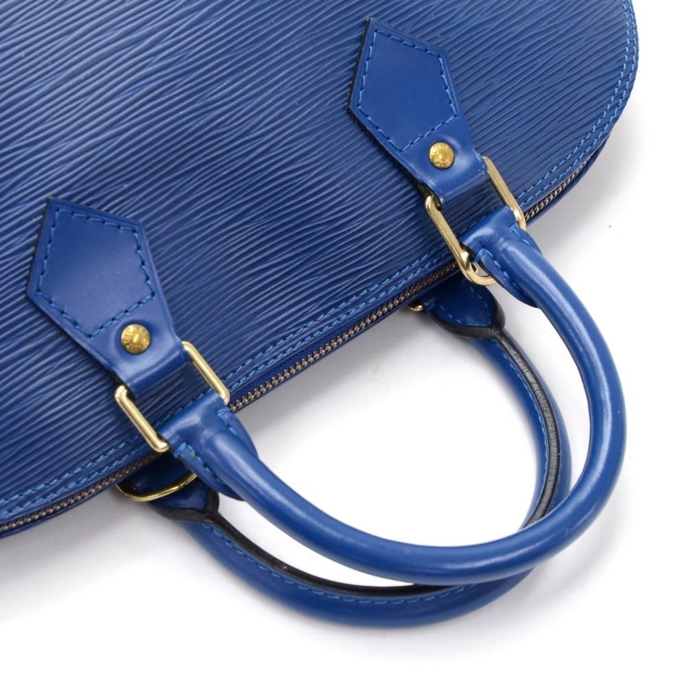 Louis Vuitton Alma Blue Epi Leather Hand Bag 4