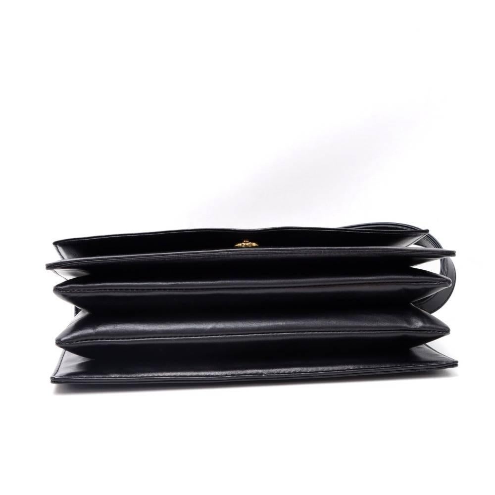 Vintage Louis Vuitton Black Leather Signature Shoulder Flap Bag 2