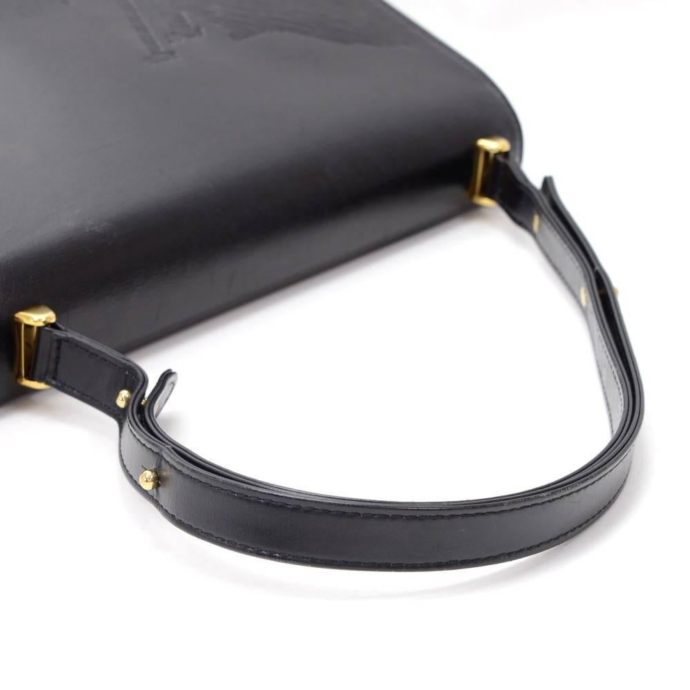 Vintage Louis Vuitton Black Leather Signature Shoulder Flap Bag 3