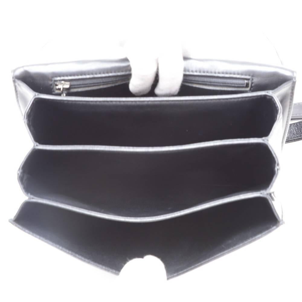 Vintage Louis Vuitton Black Leather Signature Shoulder Flap Bag 6