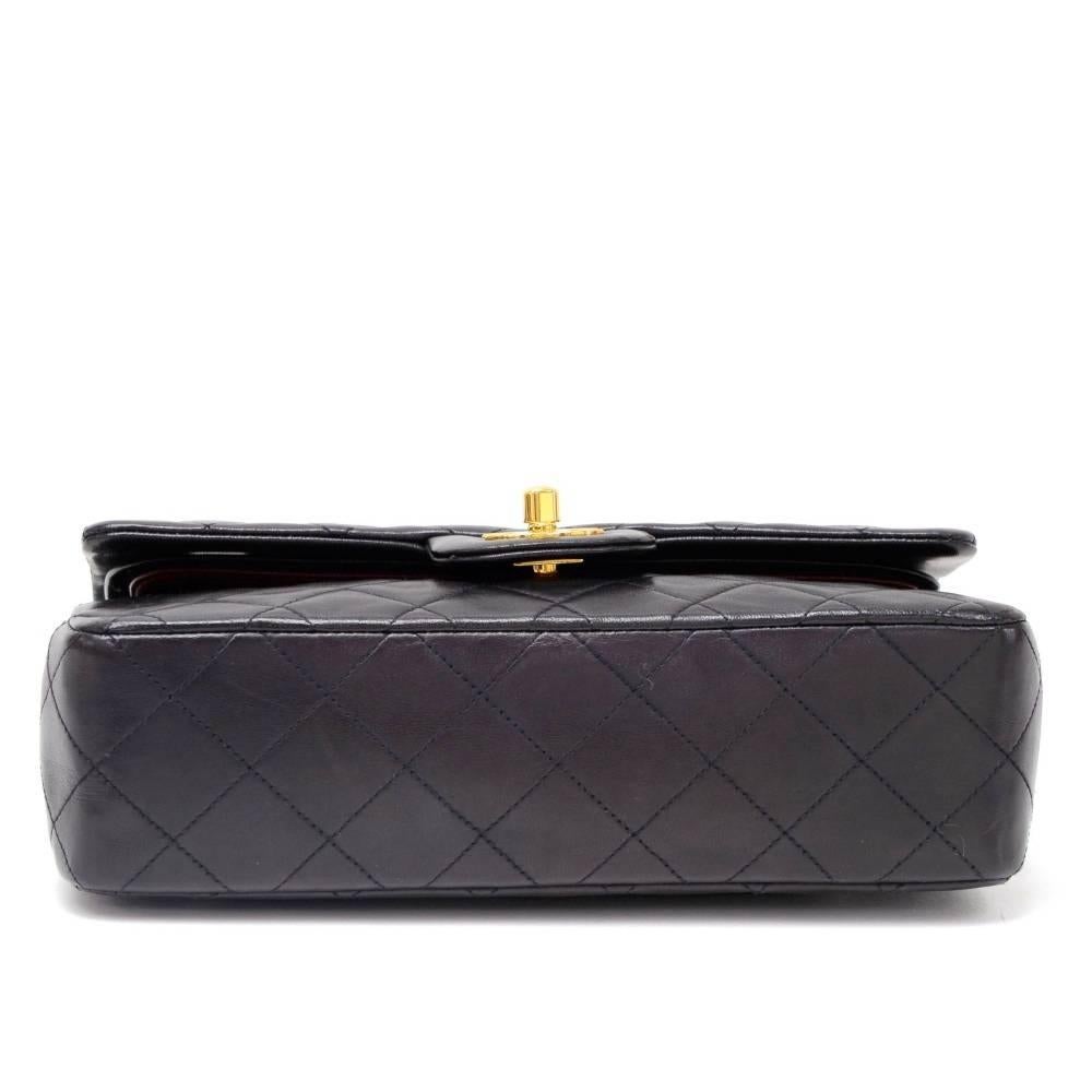 Women's Chanel 2.55 9” Double Flap Black Quilted Leather Shoulder Bag 