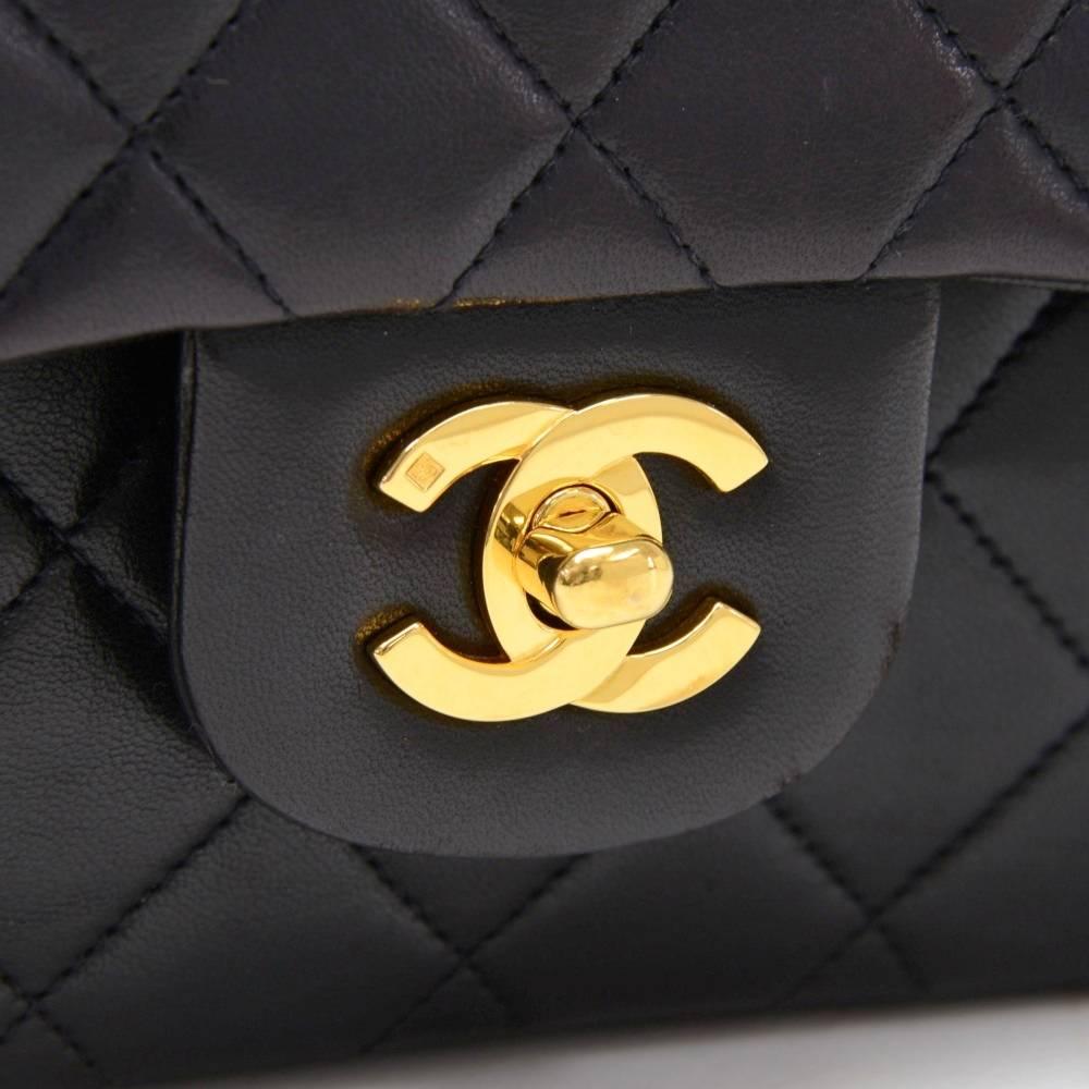 Chanel 2.55 9” Double Flap Black Quilted Leather Shoulder Bag  2