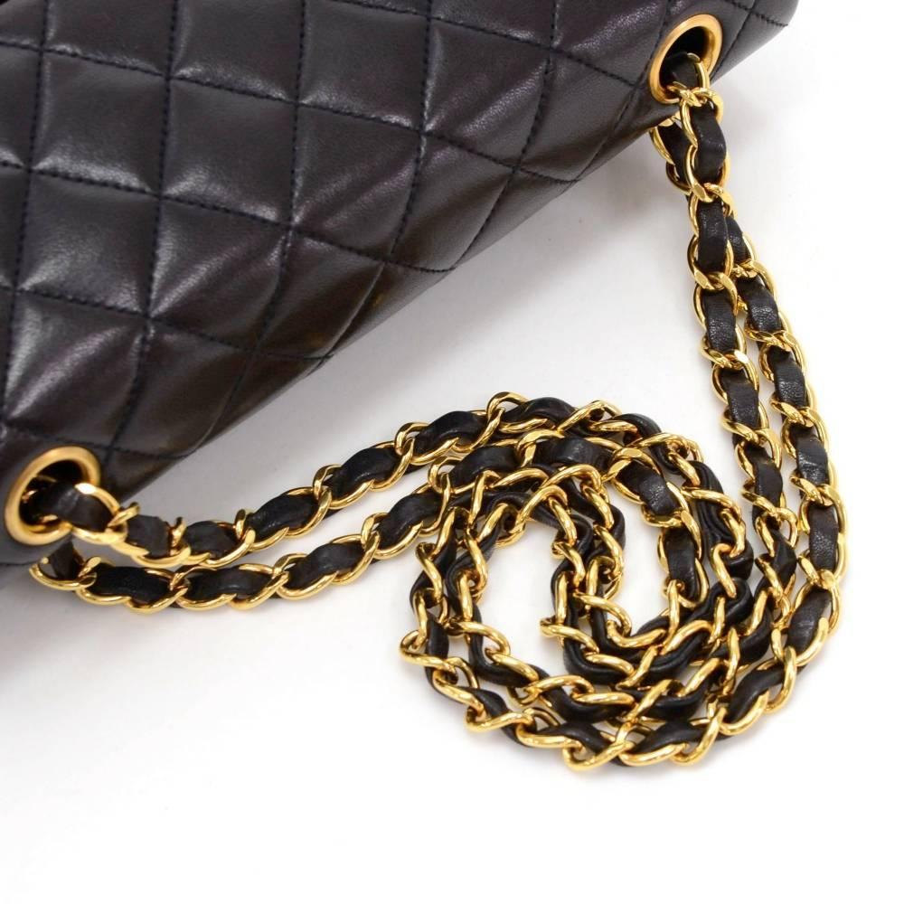Chanel 2.55 9” Double Flap Black Quilted Leather Shoulder Bag  3