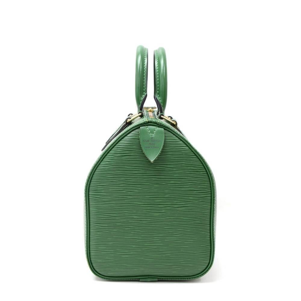 Black Vintage Louis Vuitton Speedy 25 Green Epi Leather City Hand Bag
