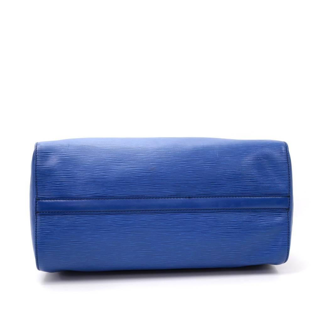 Vintage Louis Vuitton Speedy 35 Blue Epi Leather City Hand Bag In Good Condition In Fukuoka, Kyushu