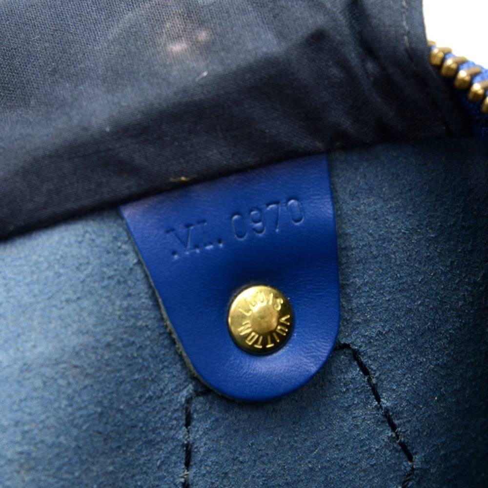 Vintage Louis Vuitton Speedy 35 Blue Epi Leather City Hand Bag 4