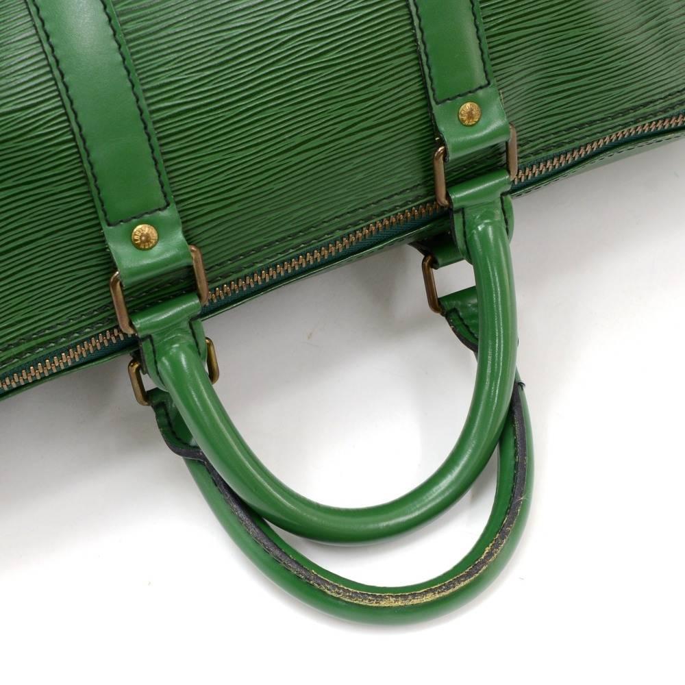 Vintage Louis Vuitton Keepall 45 Green Epi Leather Duffle Travel Bag 2
