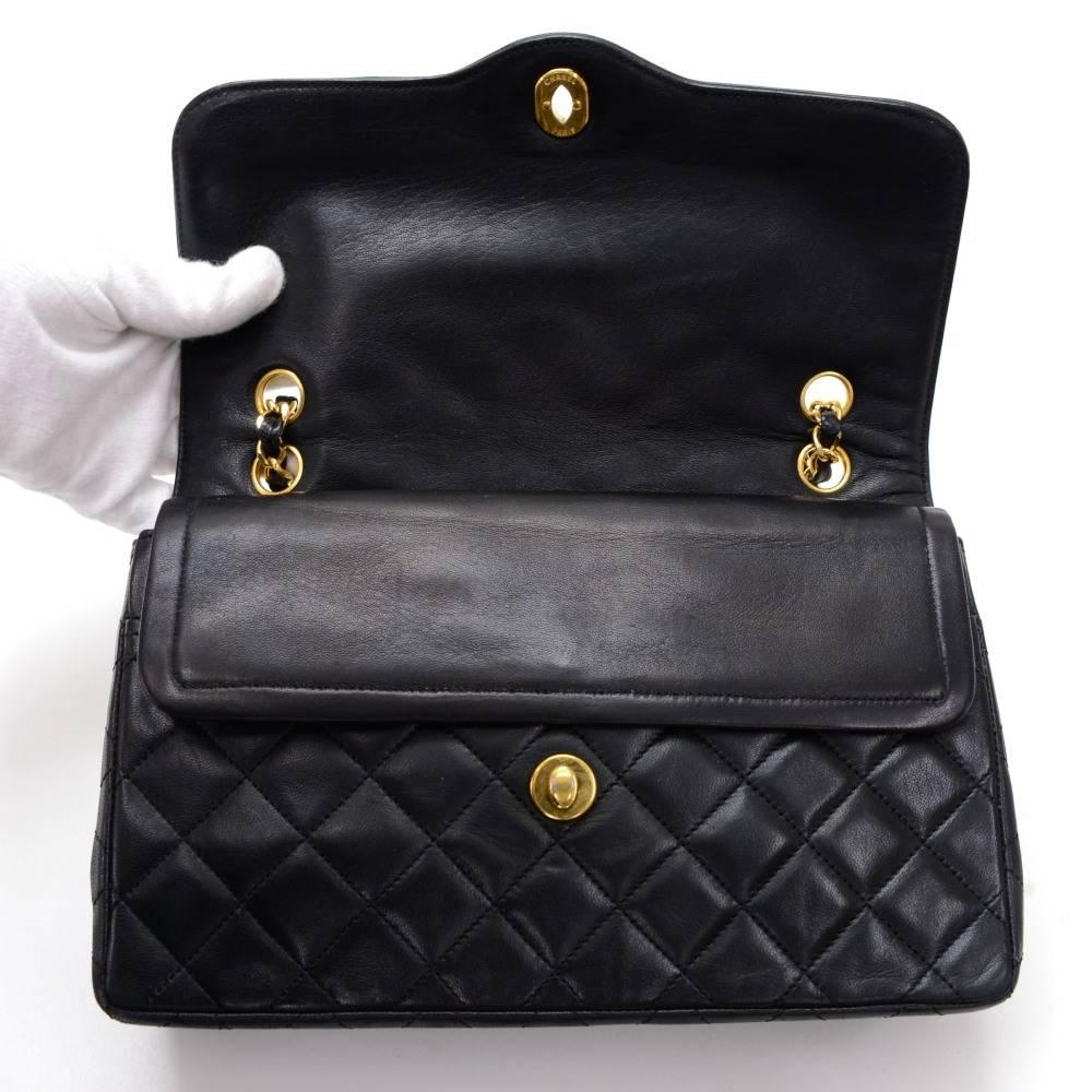 Vintage Chanel 2.55 10inch Double Flap Black Quilted Leather Paris Limited Bag 3