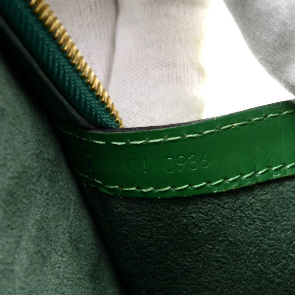 Vintage Louis Vuitton Lussac Green Epi Leather Large Shoulder Bag 5