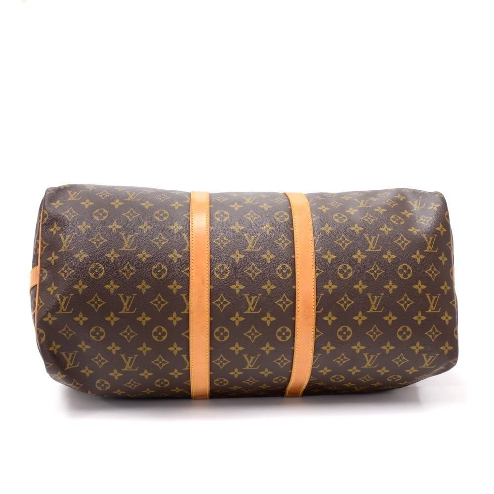 Vintage Louis Vuitton Keepall 55 Bandouliere Monogram Canvas Duffel Travel Bag In Fair Condition In Fukuoka, Kyushu