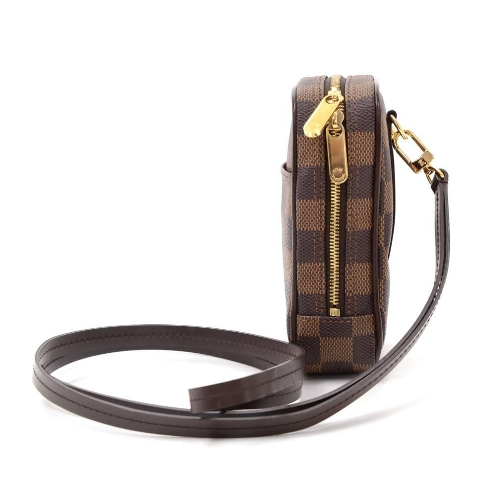 Black Louis Vuitton Okapi PM Ebene Damier Canvas Digital Camera Case + Strap
