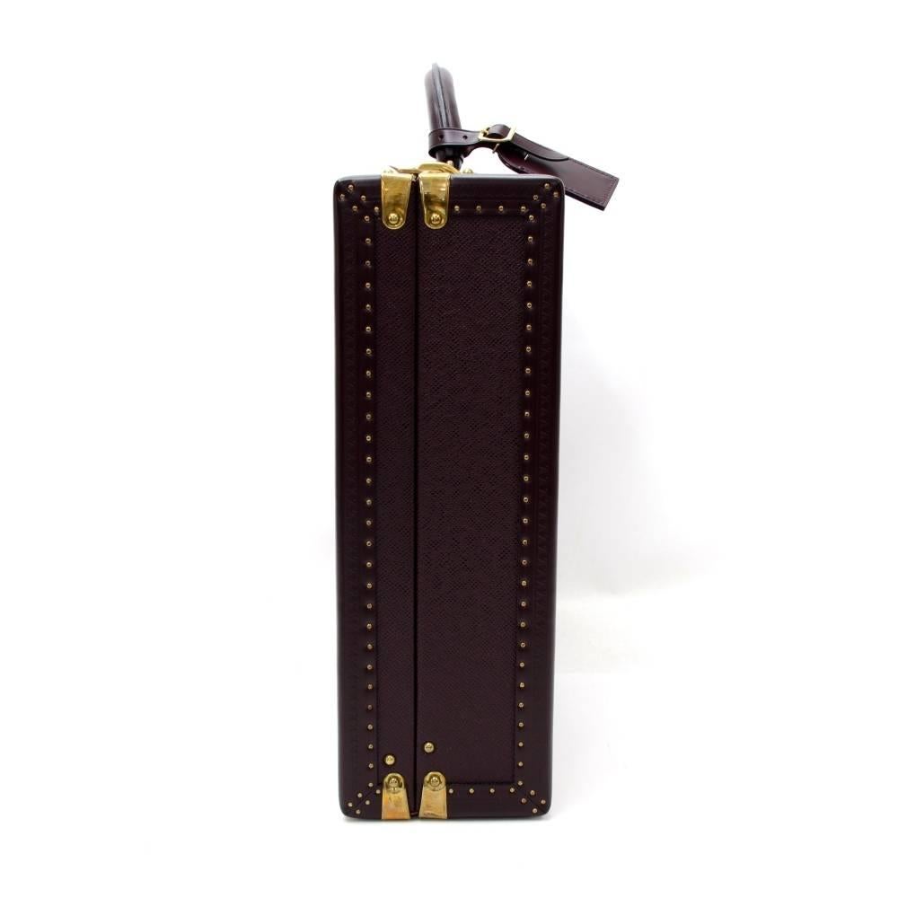Black Louis Vuitton President Burgundy Taiga Leather Trunk Briefcase