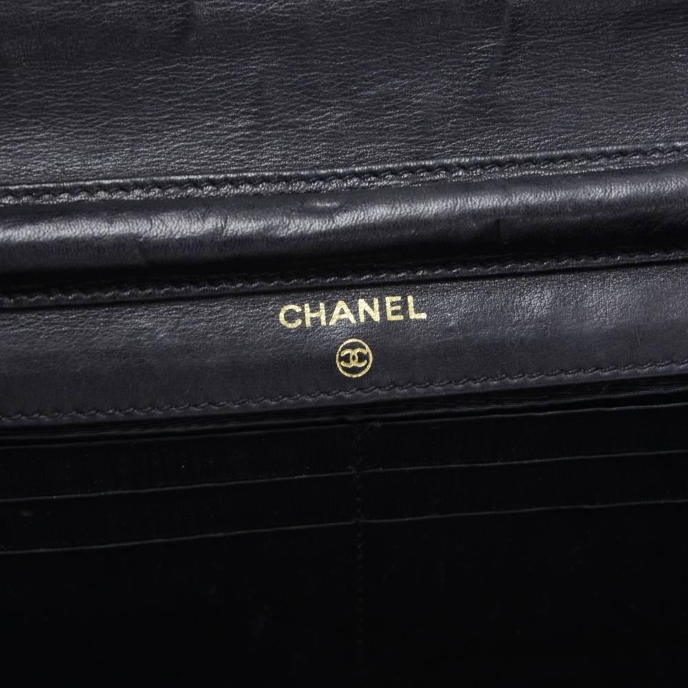 Vintage Chanel Black Caviar Leather Wallet On Long Shoulder Chain 5