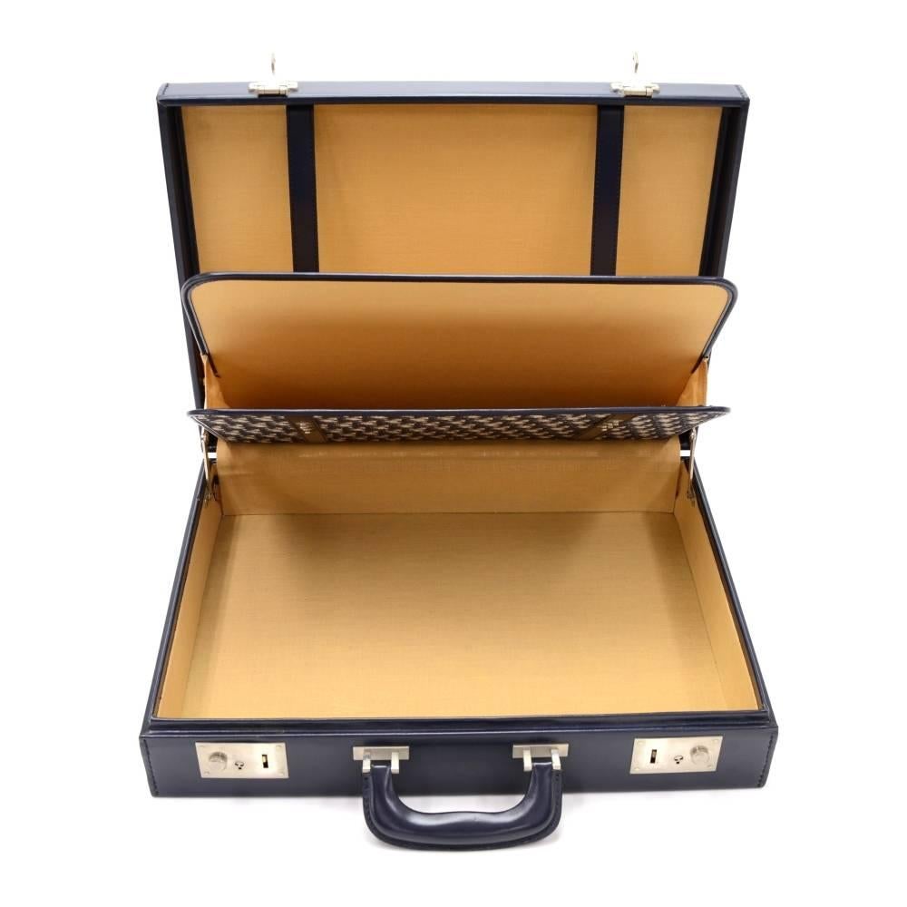 Vintage Christian Dior Trotter Navy Monogram Cotton x Leather Trunk Briefcase 1