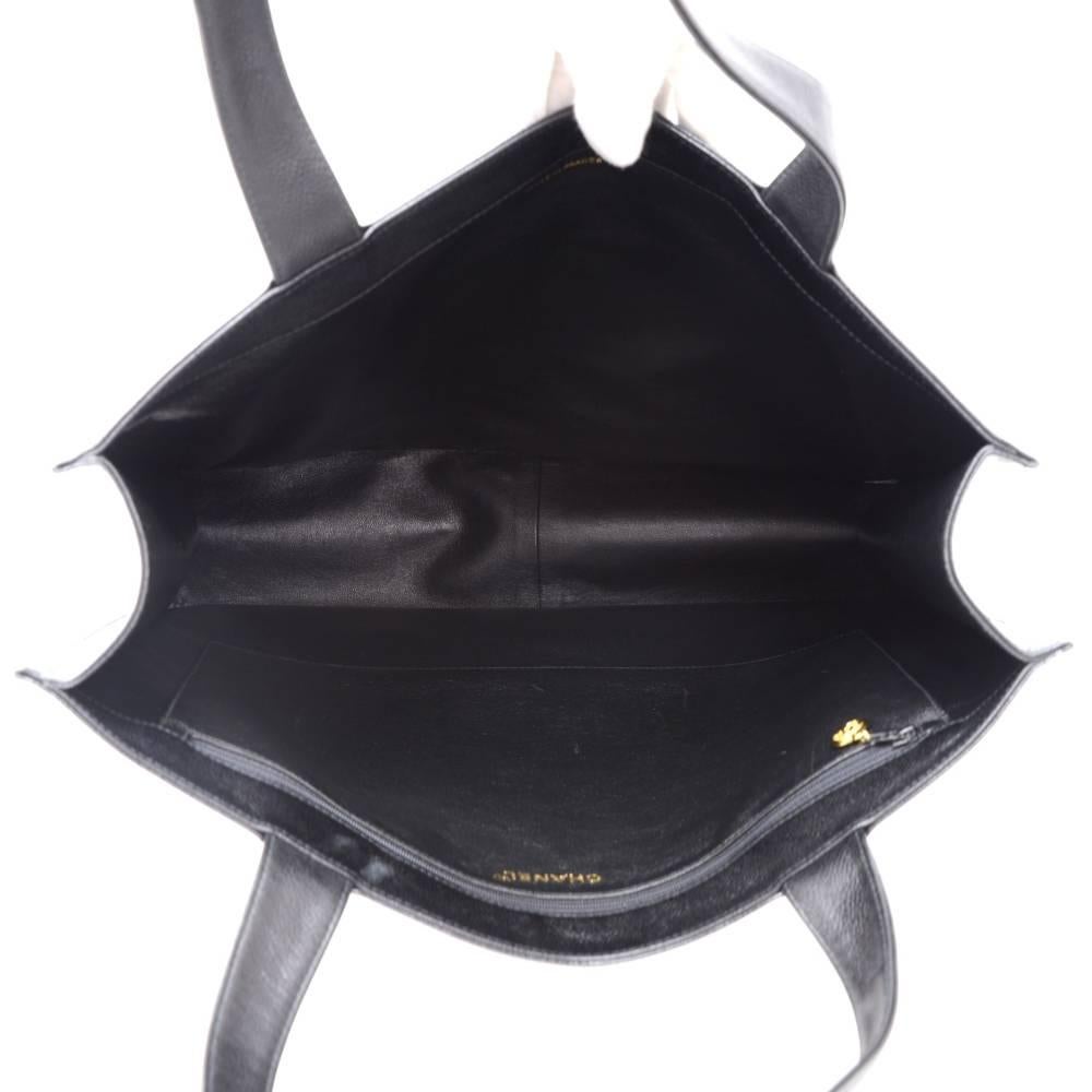 Chanel Jumbo XLarge Black Caviar Leather Tote Shoulder Bag 4